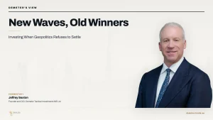 Market waves illustrating geopolitical uncertainty and changing investment cycles