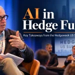 Jeffrey Sexton moderating an AI in hedge funds panel at the Hedgeweek US Summit 2026