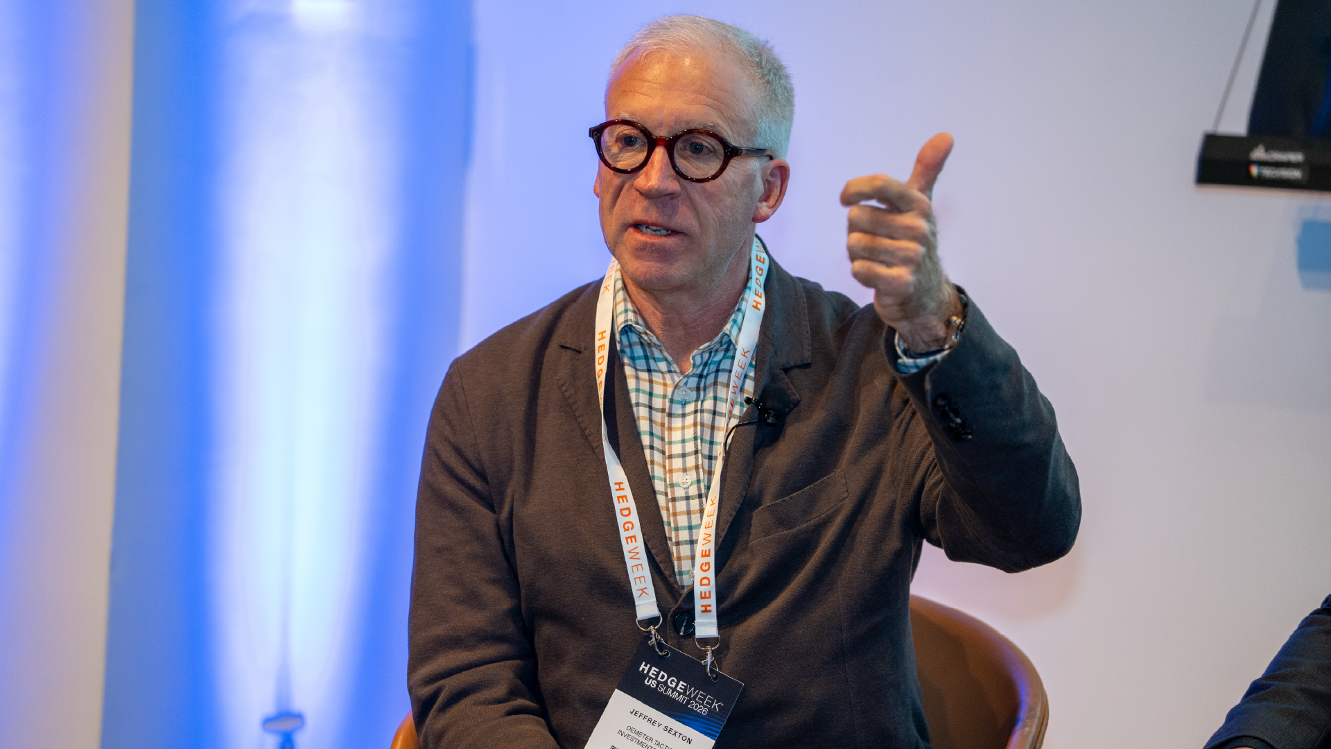 Jeffrey Sexton speaking during the Hedgeweek US Summit 2026 panel on AI in hedge funds